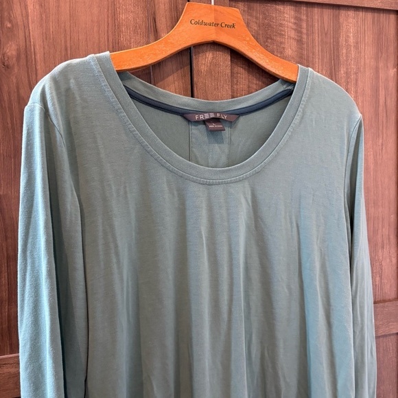 Free Fly Women's Large Top Teal Long Sleeve Viscose Bamboo - Picture 5 of 12